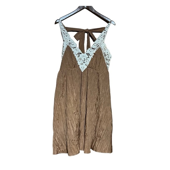 Anthropologie A'Reve Crochet Neck Empire Waist Flare Knee-Length Dress - Picture 1 of 13